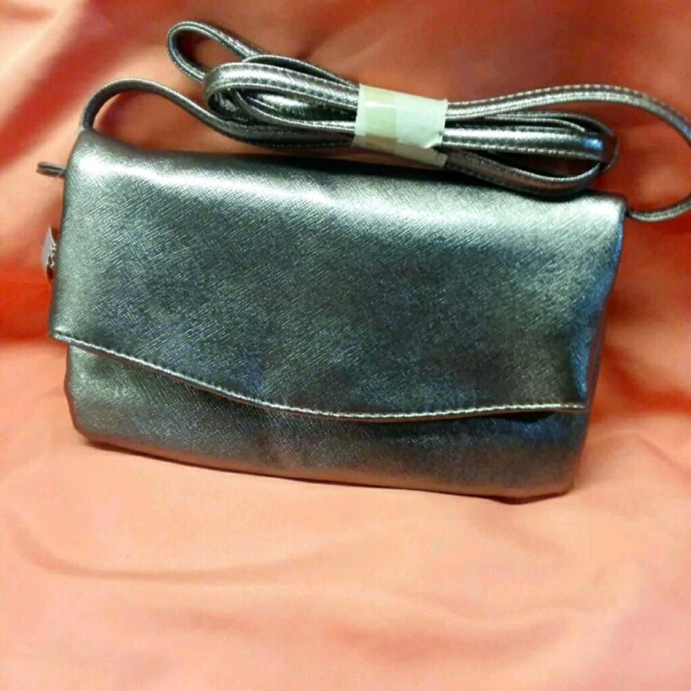 NWT Silver Long Strap Purse